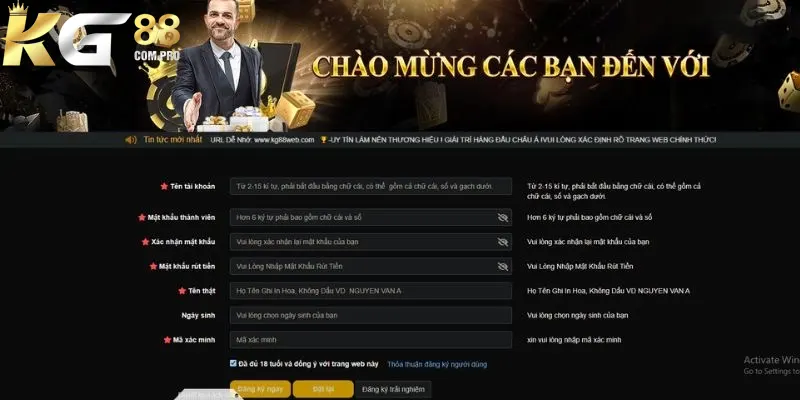 Trở thành hội viên của KG88 cực nhanh chỉ qua vài thao tác dễ dàng 